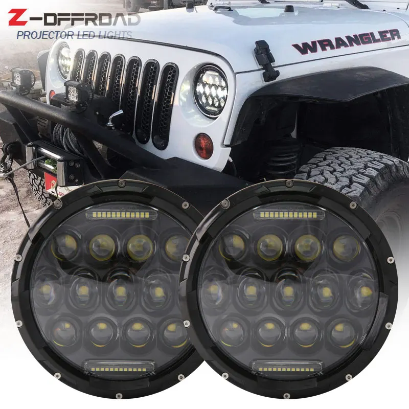 

2pcs 75W DOT EMARK LED Headlight 7inch Round LED Headlamp Bulb with DRL for Jeep Wrangler JK TJ CJ 1997-2017 Cruiser Hummer H1