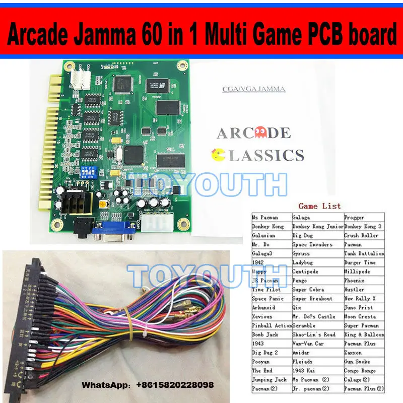 

10 pcs Classic Arcade Jamma 60 in 1 Multi Game PCB for Cocktail Arcade Machine or Up Right arcade game machine/game cartridge