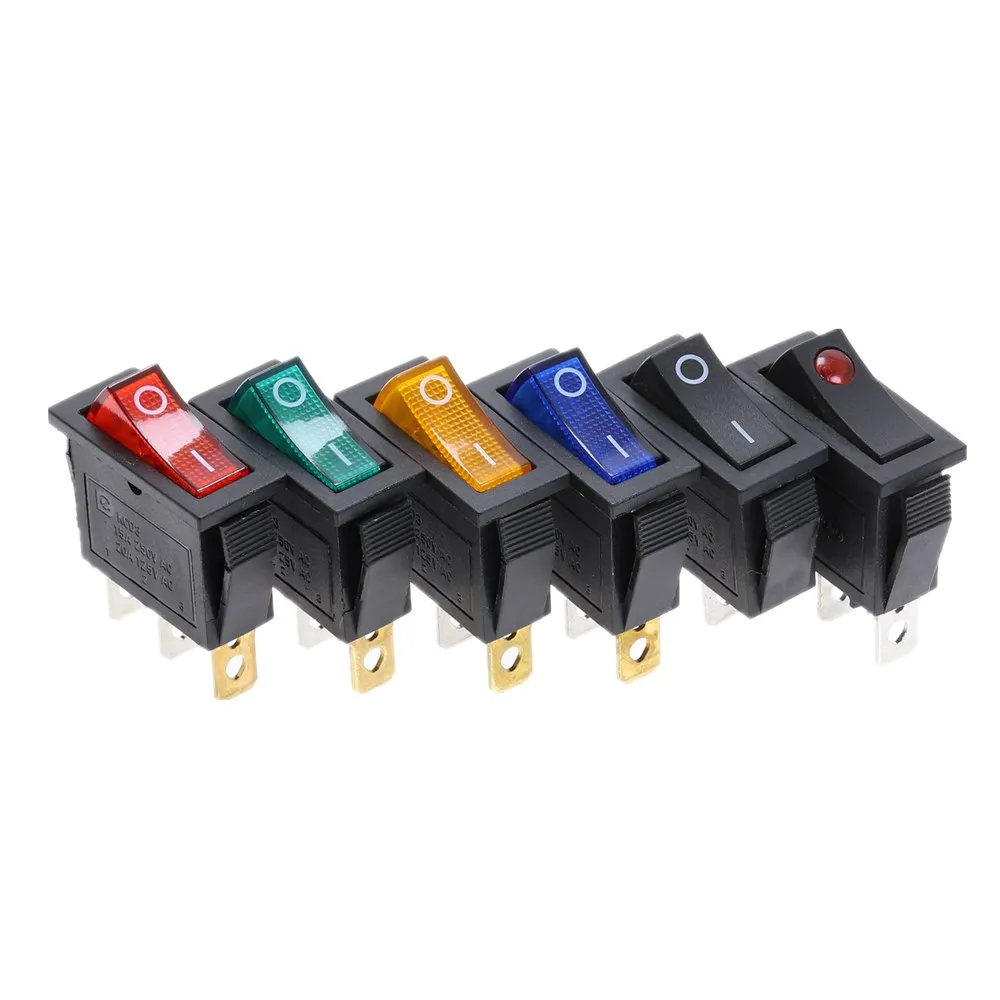 KCD3 220 V переключатель включения/выключения кулисный переключатель spst однополюсный одиночный бросок 2 Позиции 20A 125VAC с светодиодный свет