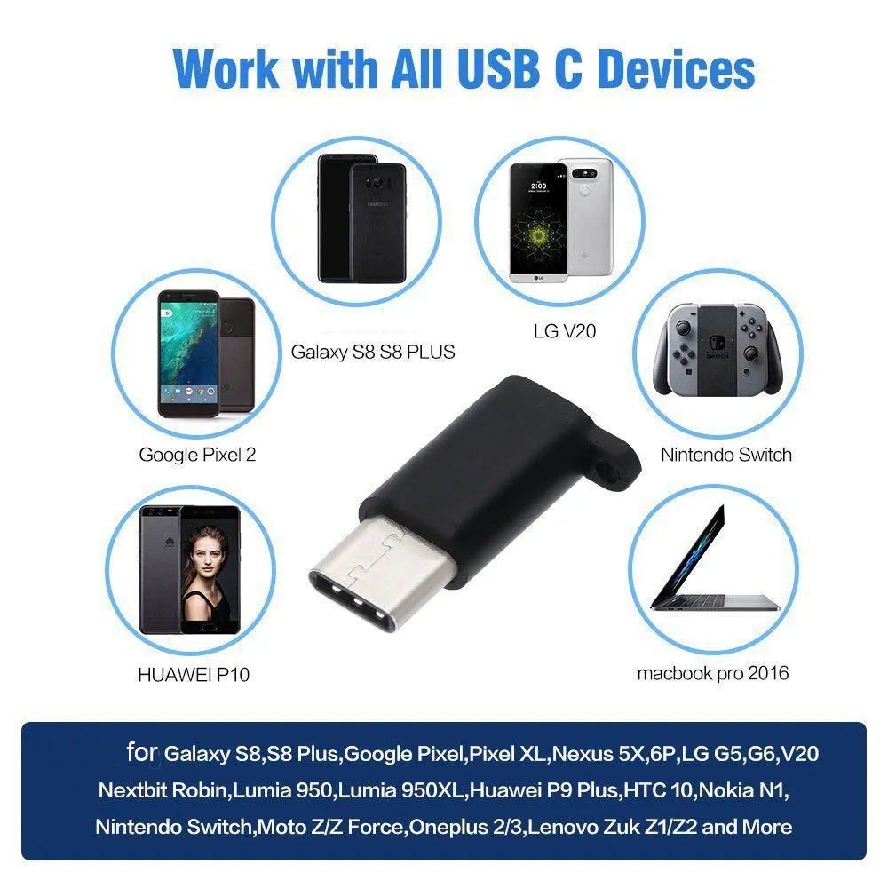 Адаптер Micro Usb на type-c из алюминиевого сплава с цепочкой OTG V8 Android на usb type-c конвертер Mini с цепочкой легко носить с собой