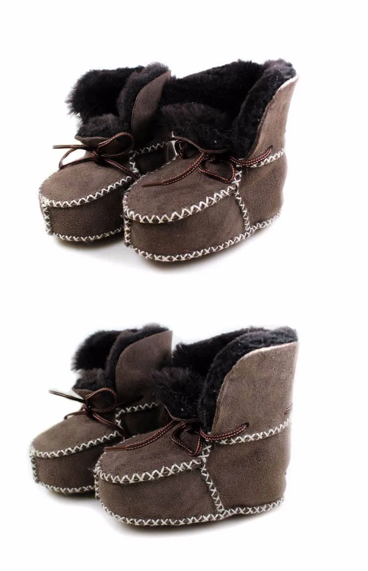 Зимние детские ботинки из натуральной кожи для девочек, теплые ботинки для новорожденных, ботинки из овечьей кожи на мягкой подошве