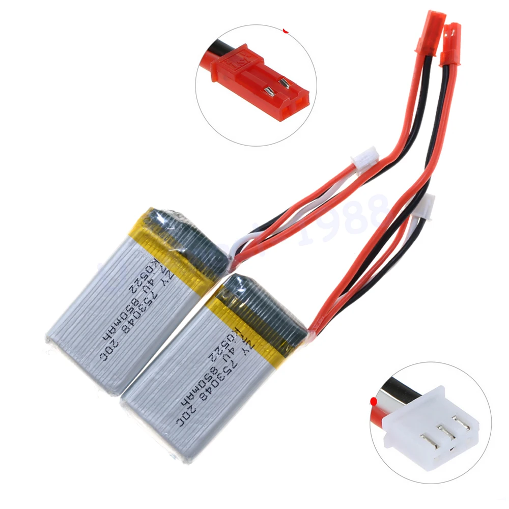 2pcs lot rc lipo battery 7 4v 850mah 20c 2s for mjx x600 wltoys v921 rc