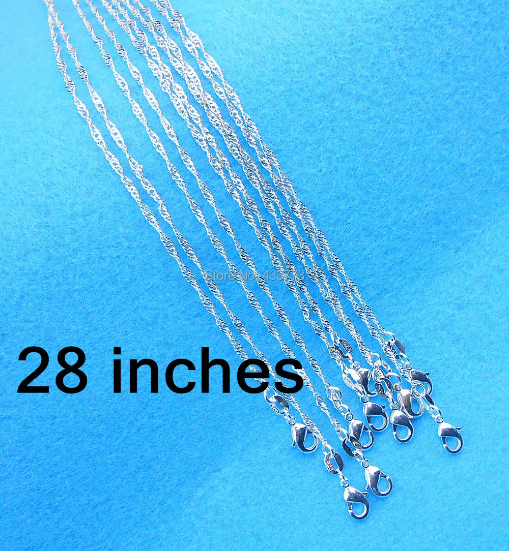 28" 10PCS Faet Chain 925 Pure Solid Sterling Silver Jewelry Water Wave