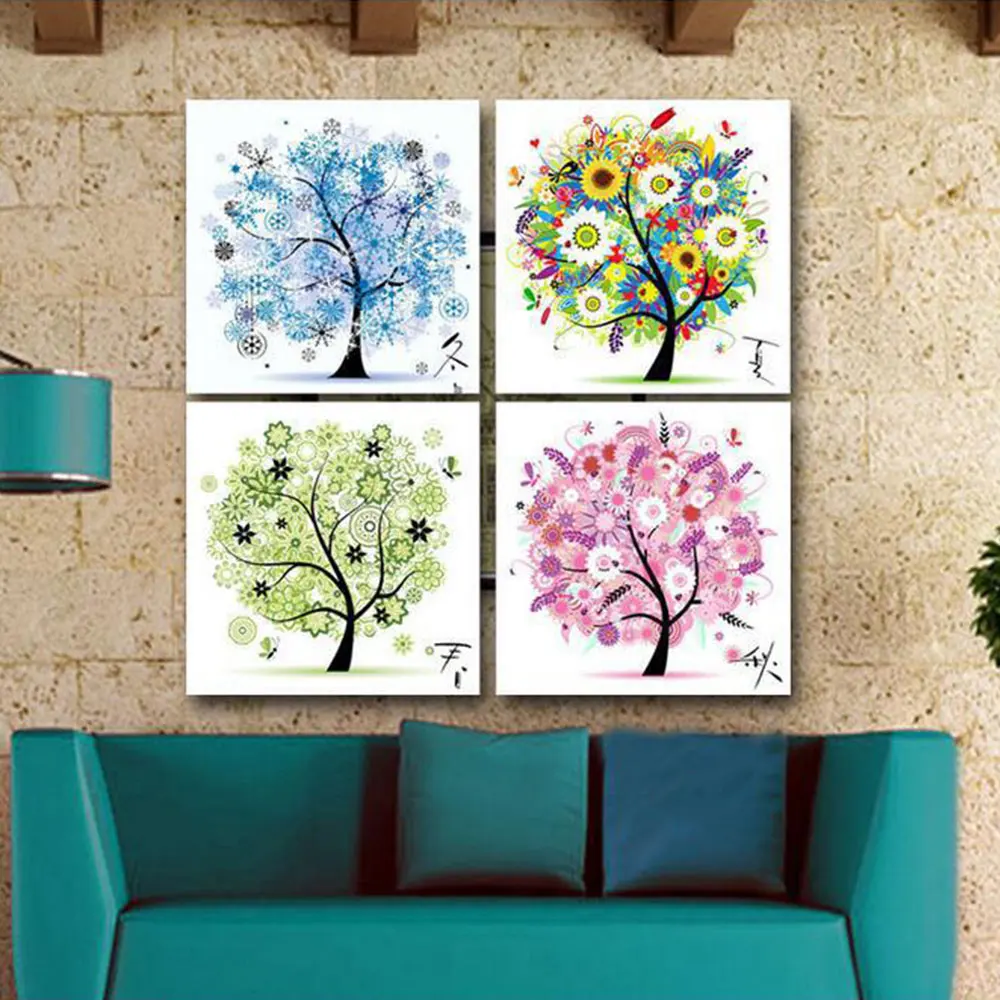 

4 Season1PC Square Diamond Rhinestone Painting DIY Season Tree Embroidery Cross Stitch popular DIY painting Decoration