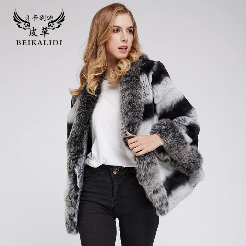 Veste Pardessus Hiver Avec Picture Beikalidi Femme Fox Col Show Silver Des Fourrure Naturelle Lapin As Réel De Rex Femmes Manteau awCgv