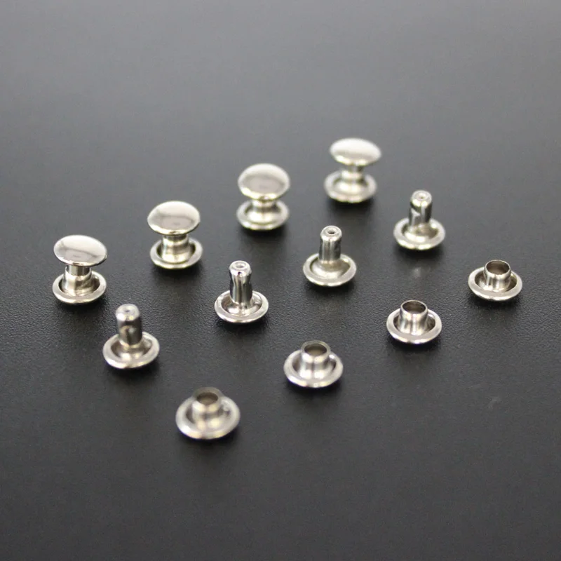 silver double sided cap metal rivets for leather craft studs punk spike decorative 6mm 7mm 8mm 9mm 10mm 12mm