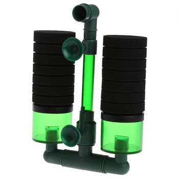 

Aquarium Fish Tank Biochemical Sponge Filter Air Pump Double Head w/ Suction Cup