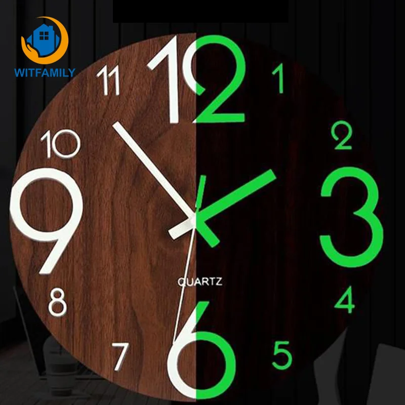 

3D Luminous Hanging Clocks Modern Watches Night Lights Decoration DIY Acrylic Wall Clock Brief Digital Number Quiet Glow Dark