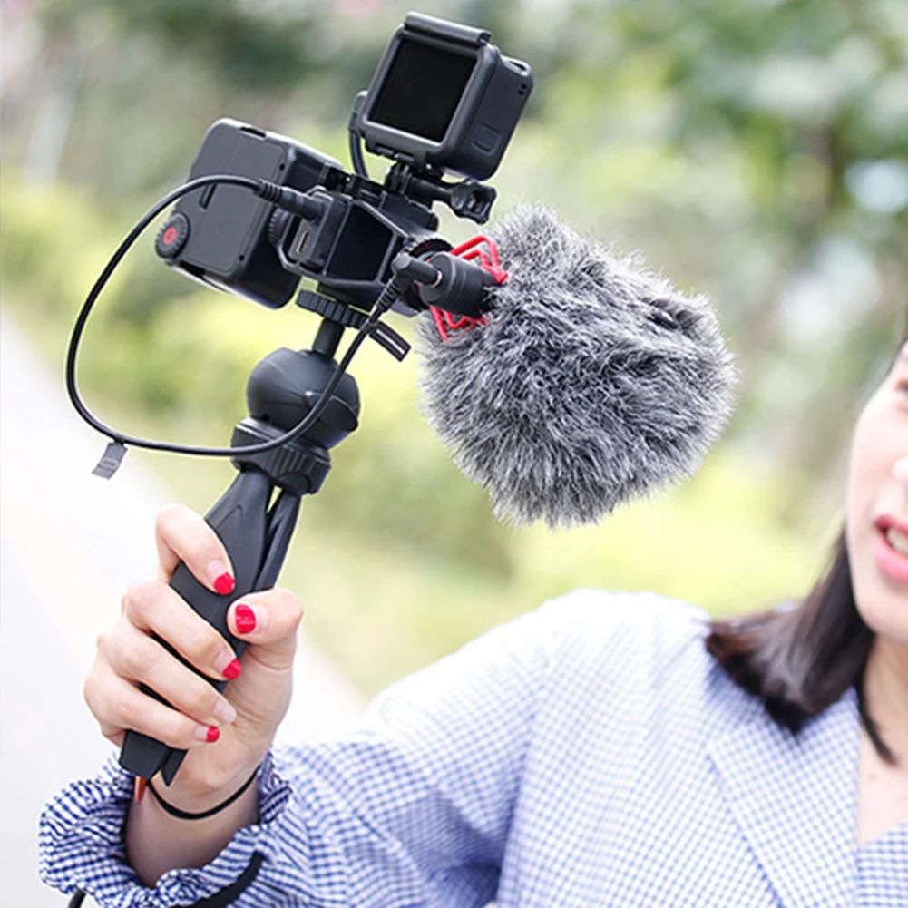 

Camera Accessories Mic Mount Quick Release Easy Install Tripod Adapter Durable With 2 Cold Shoe Setup Bracket ABS For GoPro Vlog