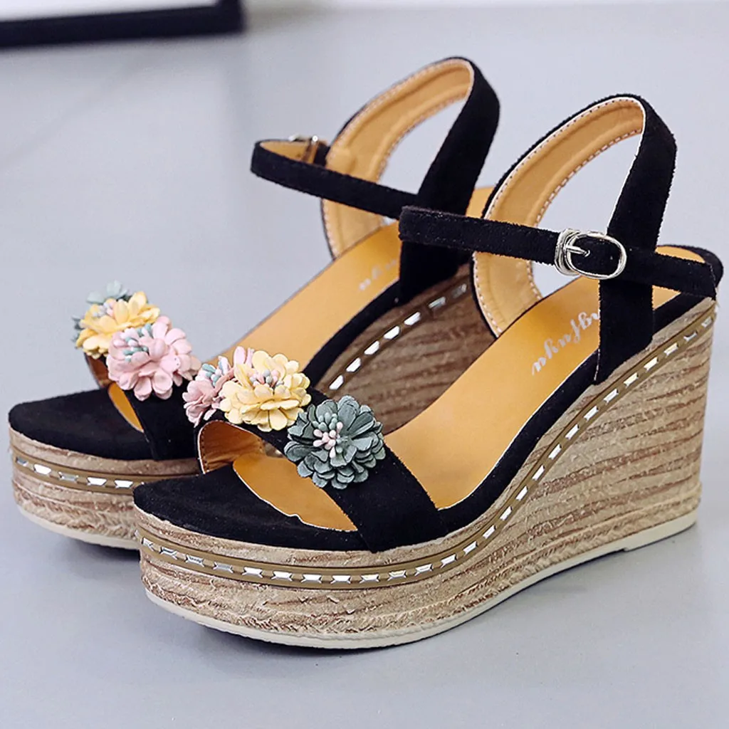 SAGACE/Женская обувь; Летние босоножки на платформе с цветочным принтом; босоножки на высоком каблуке с открытым носком; модная женская пляжная обувь; zapatillas; 4MAY23