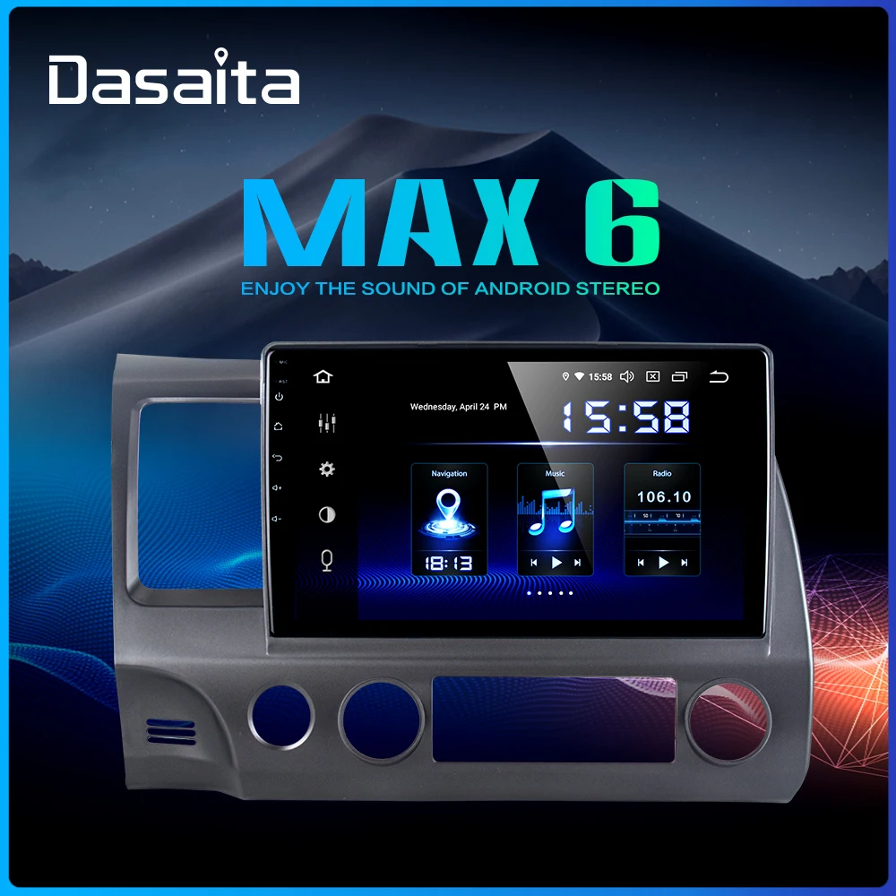 

Dasaita Android Car GPS navigation for Honda Civic 2009 2010 2011 with Android 9.0 Car GPS Radio Player 1 Din 10.2" HD Screen
