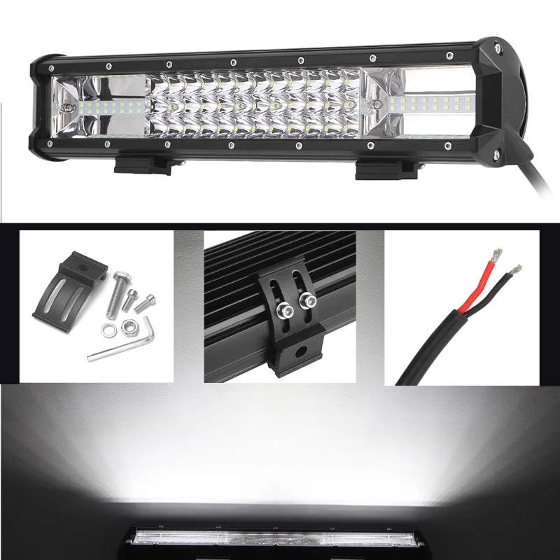 

ECAHAYAKU 12inch 3-row 162W LED Light Bar Offroad Beam Combo Led Work Light Bar Driving Lamp Truck SUV ATV 4x4 4WD 12v 24v Led