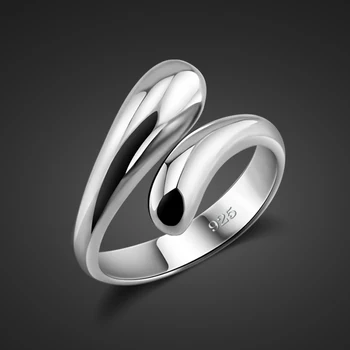 

Fashion jewelry girl 925 sterling silver ring silver water drop ring opening design solid silver ring lady bijoux not allergic