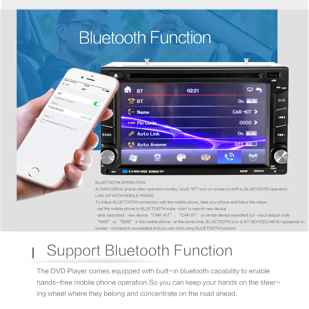 Clearance universal 2 din car  stereo 6.6 inch stouch screen FM radio GPS navigation Multimedia MP5 DVD player with camera remote control 9