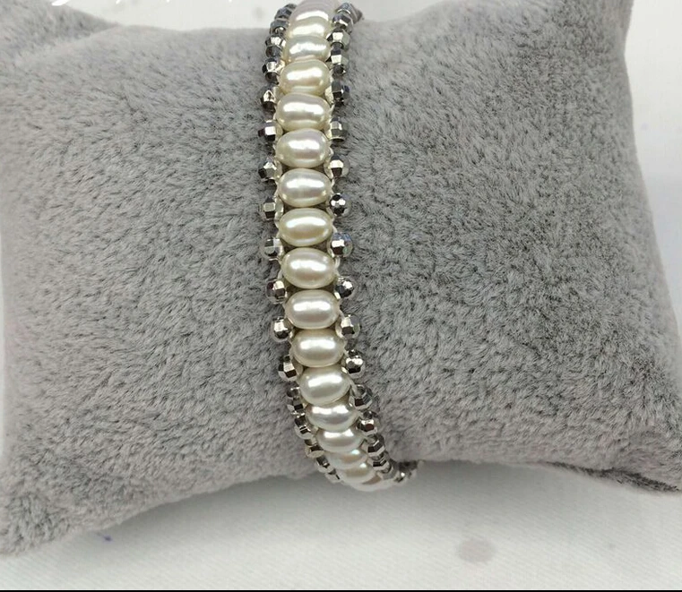 ZCD браслет 520 + подлинный 4-5 мм метров безупречный натуральный пресноводный жемчуг