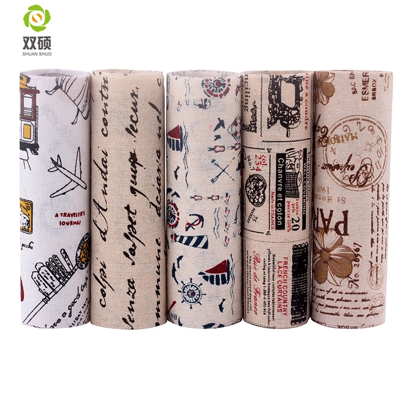 

New Print Tower and French Patchwork Cotton Linen Fabric DIY Sewing Textile Fabric For Dress Sofa Tablecloth 20x40CM M1-5-3