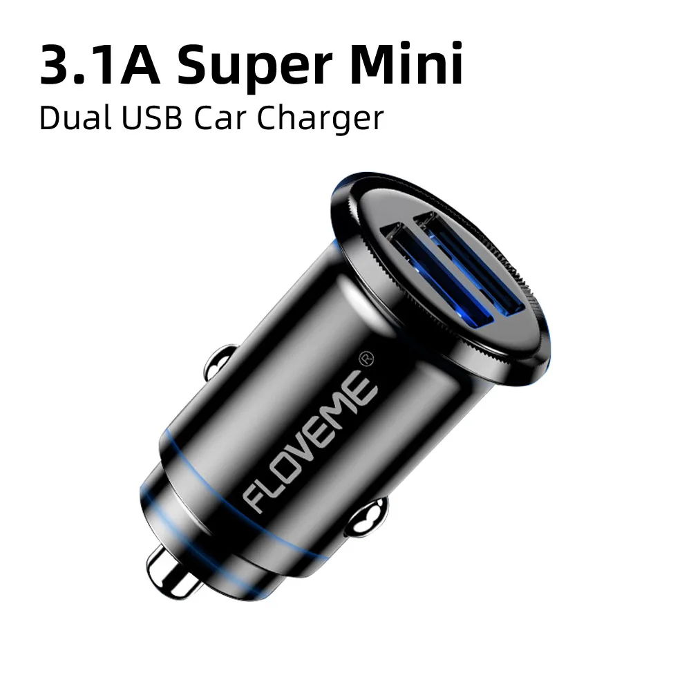 FLOVEME Fast Car Charger Mini USB Adapter For iPhone X 8 7 6 Plus 3.1A Xiaomi Redmi Note Dual Free Shipping | Мобильные телефоны и
