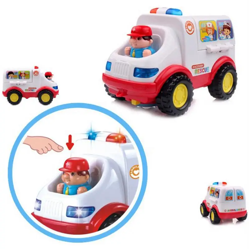 

2-in-1 ambulance doctor vehicle set baby toys pretend doctor set and medical kit inside bump and go toy car with lights & sounds