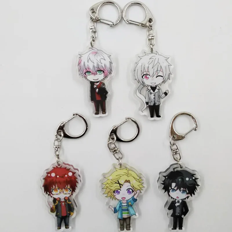 

5 Styles Acrylic Keychain Anime Mystic Messenger Yoosung Jumin Unknown Zen Transparent Double-sided Pendant Keychain 55mm
