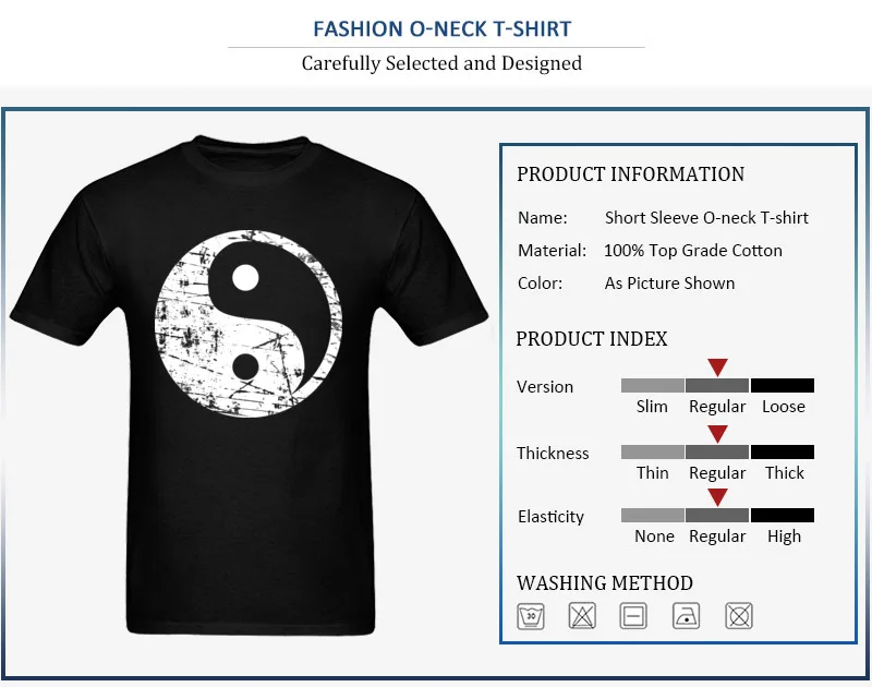 100% Cotton Tops Shirts Yin Yang Grunge - White for Men Casual T Shirts Custom Family O Neck Short Sleeve Tee Shirts Yin Yang Grunge - White
