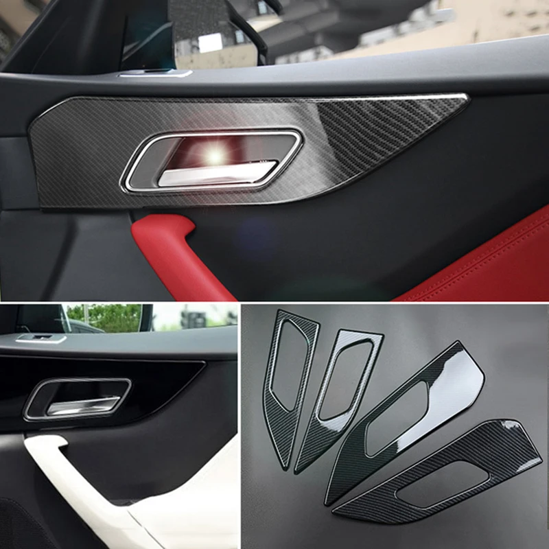 Для Jaguar F-PACE- ABS карбоновая текстура автомобиля внутренняя рамка дверной ручки Накладка 4 шт. аксессуары для стайлинга автомобиля