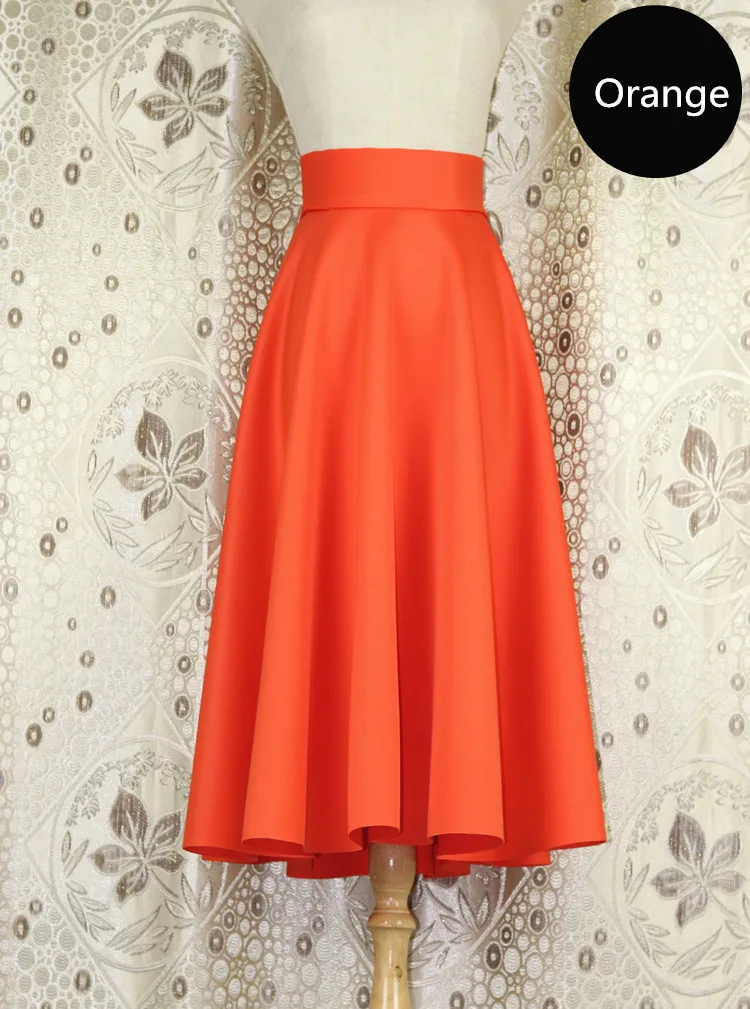 LXMSTH XS-6XL, весенне-осенняя длинная юбка для женщин, яркие цвета, трапециевидные юбки с высокой талией, женская элегантная складчатая юбка из хлопка