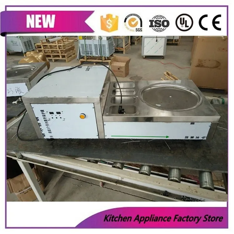 

Table type fried ice cream machine with 1 round pan and 4 toppings
