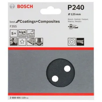 

BOSCH 2608605119 Lija Eccentric F355 125mm 8 P G240 X5