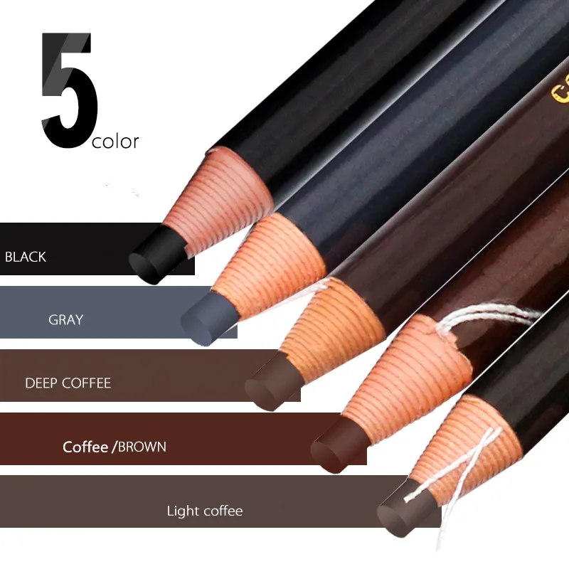

Free Shipping 5Pcs/Set Tattoo Pull Eyebrow Pencil For Eyebrow Cosmetic Makeup-Waterproof Tattoo Accessories 5 Colors To Choose