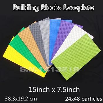 

12P Wholesale 15x7 inch Small blocks baseplate 24*48 dot Big Base Plate 38x19cm Figures building bricks parts Toy Boy DIY Board