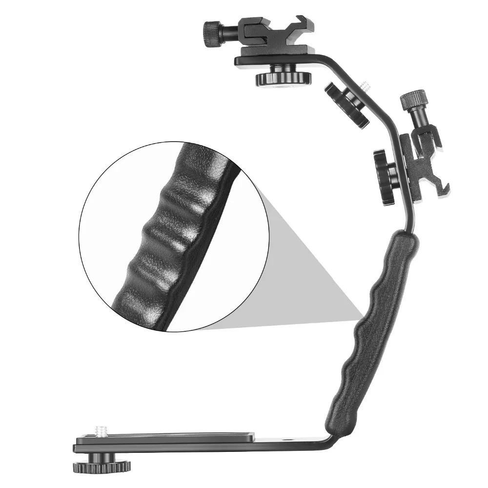 Neewer камера видео l-образный кронштейн вспышки с двойной вспышкой Холодный башмак крепление штатива винт универсальный ручной для камеры видеокамеры