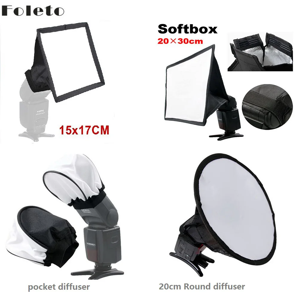 

Foleto Flash Light Soft Diffuser Soft Box Speed Light Camera Accessory FOR Canon nikon yongnuo Godox speedlite 580ex sb600 sb800