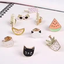 Горячие Женщины Девушки Прекрасный Harajuku Стиль Фрукты Кошка Солнцезащитных Очков Лист Пот мороженое Арбуз Orange Брошь Pin