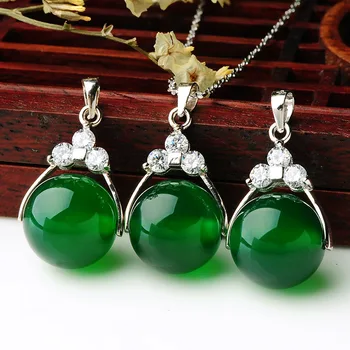 

Pendant 925 Sterling Silver Color Natural Emerald Agate Malachite Pendants Jewelry for women 925 pierscionki gemstone