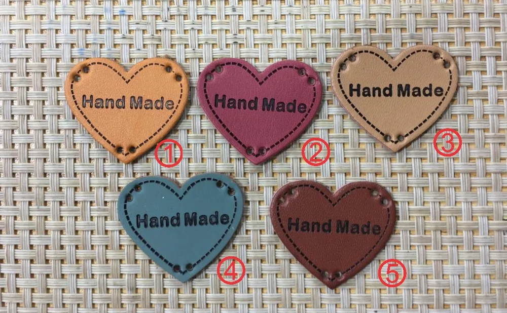 

50pcs heart shape hand made PU leather Labels 35mm*33mm jacket label garment accessories