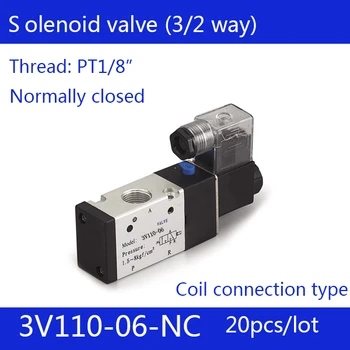 

20PCS a lot 3V110-06-NC,3 port 2 position Solenoid Valve normally closed, valvula neumatico,valvula pneumatic DC24vAC220V,3/2way