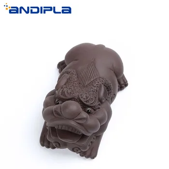 

Chinese Handmade Auspicious Lucky Brave Troops Figurine Yixing Purple Clay Tea Pet Ceramic Crafts Tea Set Accessories Home Decor