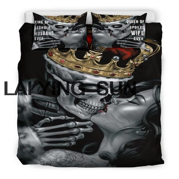 Drop shipping Boys Bedding Sets 3D Digital Printing Skull Bedding Set Duvet Cover Microfiber BEST Queen King