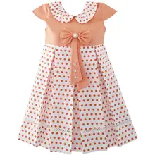 Sunny Fashion платья для девочек Полька Точка Школьная форма Галстук-бабочка Жемчуг Кепка Рукав