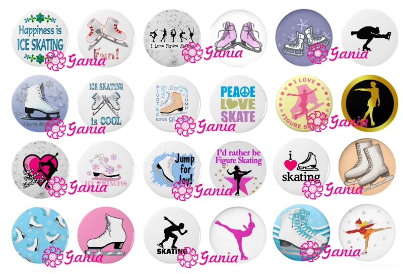 

24pcs/lot DIY Interchangeable 18mm Cabochon Glass Button Ice Skate Buttons for Snap Necklace Bracelet Earrings Ring Jewelry Gift