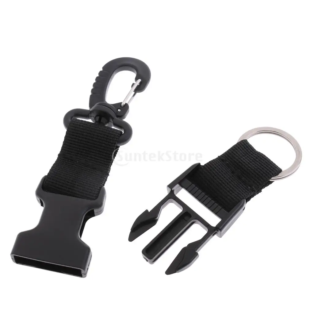 Underwater Scuba Diving Spearfishing Free Diving BCD Webbing Lanyard Holder Strap Quick Release Buckle & Swivel Clip