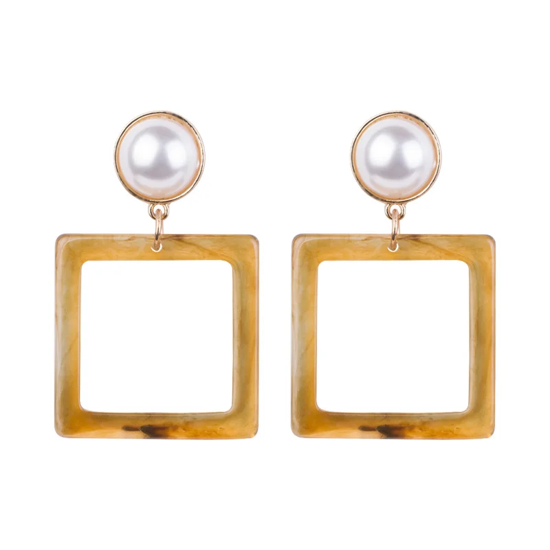 GUANLONG Trendy Resin Drop Earrings for Women Geometric Acrylic Imitation Pearl Dangling Earings Fashion Elegant Dangle Earring (6)