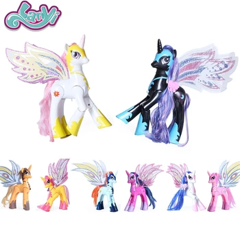 

Lanyitoys My little Lovely Unicorn Rainbow ponies toys action figure anime figure model light and music For Children Dolls Gifts