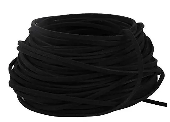 25 ярдов хорошая замшевая обивка веревка плоский замшевый шнур кружевной кожаный шнур для изготовления ювелирных изделий Бисероплетение нить-3 мм ширина - Цвет: Черный