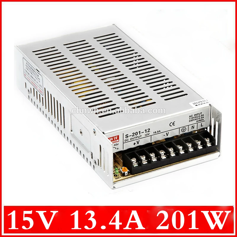 

201W 15V 13.4A LED Driver Single 15 volt Output Switching led power supply for LED Strip light driver power suply