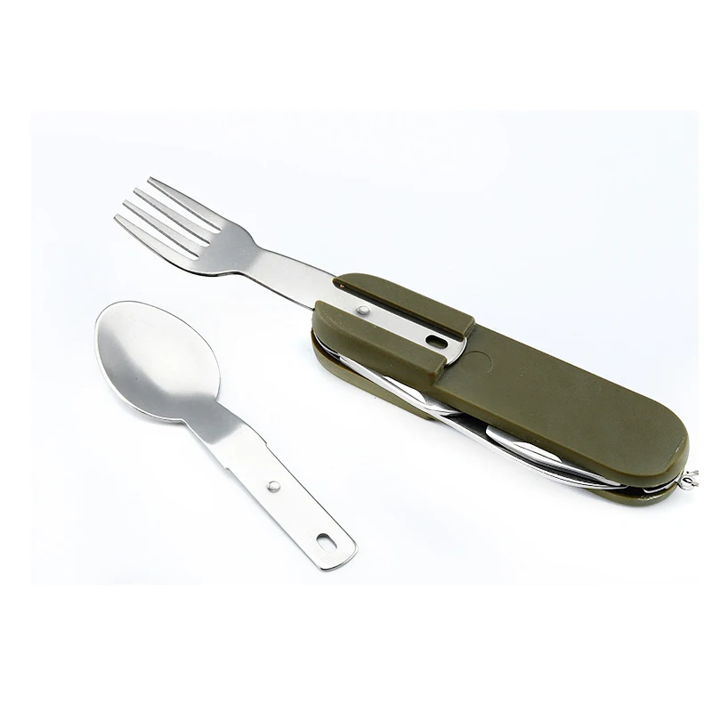 7 En 1 vajilla tenedor cuchara cuchillo vino sacacorchos abrelatas de botella cubiertos de herramientas de cocina