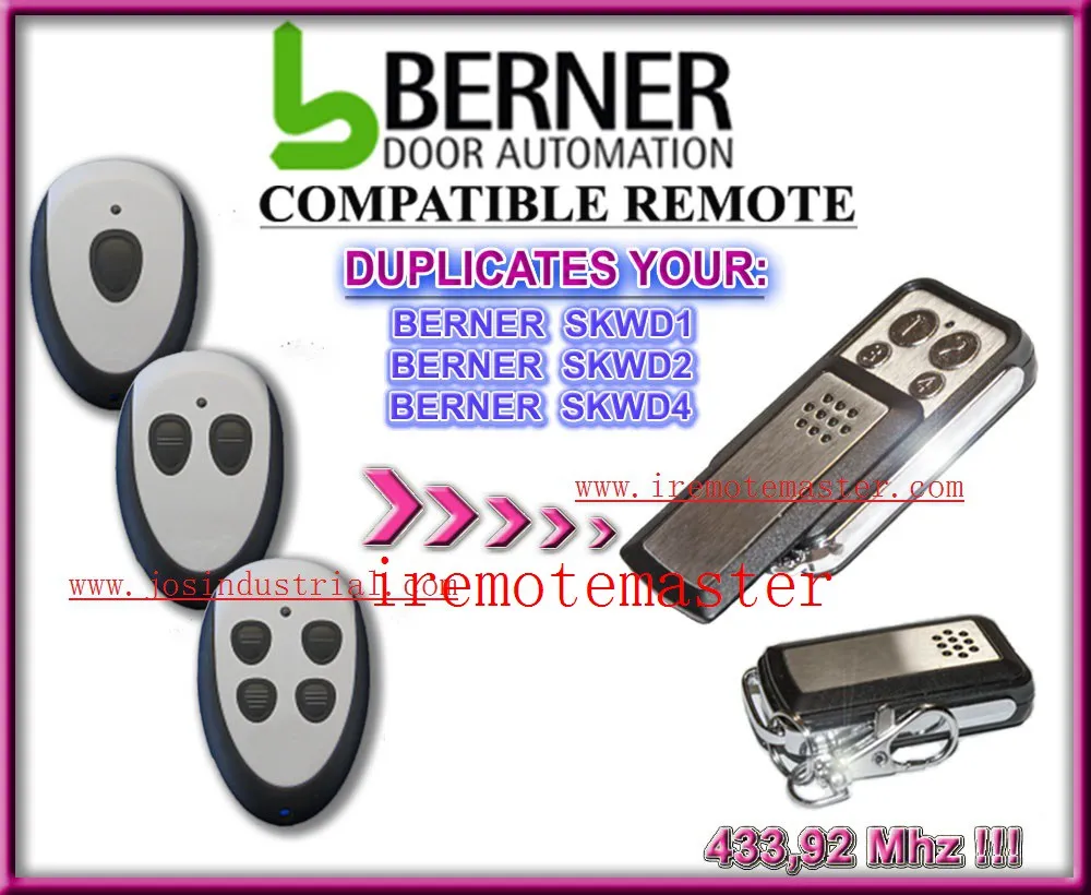 2pcs BERNER SKWD1, SKWD2, SKWD4 compatible remote 433.92MHZ high quality