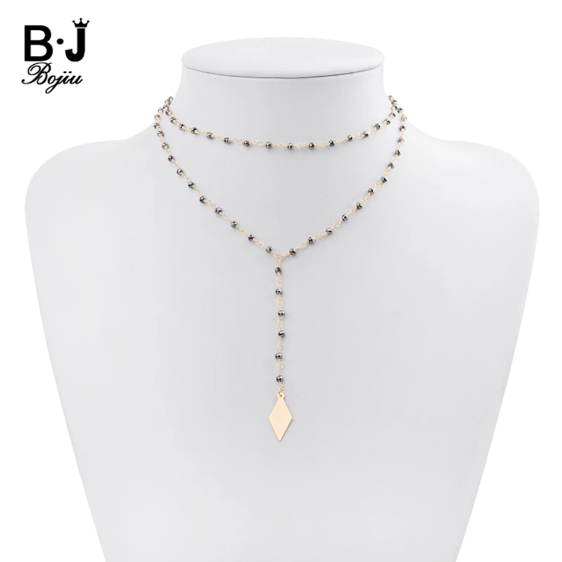 

Multilayer Boho Women Pendant Necklaces Jewelry Ladies Gold-color Twisted Crystal Beads Chain Necklace Mujer Bijoux Gift NKS241