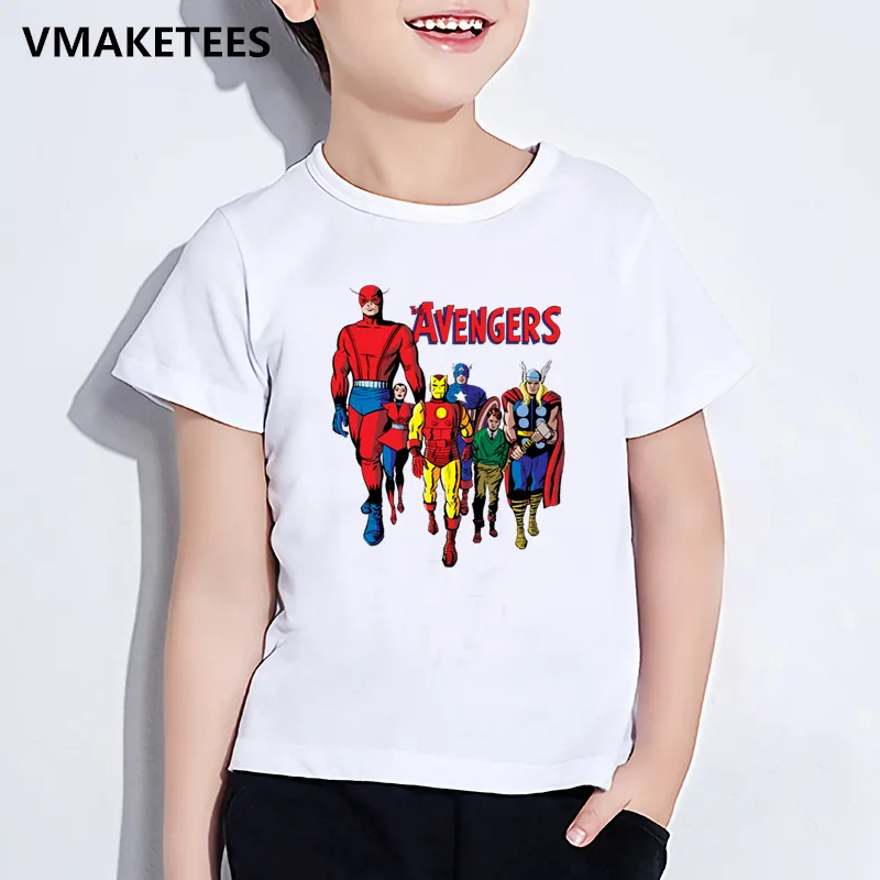Детская летняя футболка с короткими рукавами для мальчиков и девочек детская футболка с принтом супергероя из мультфильма «мстители» забавная одежда для малышей с принтом «Marvel» HKP5512