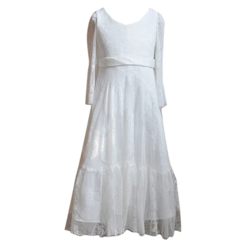 

ELLIE'S BRIDAL Lace white horn sleeve princess dress children girl dress